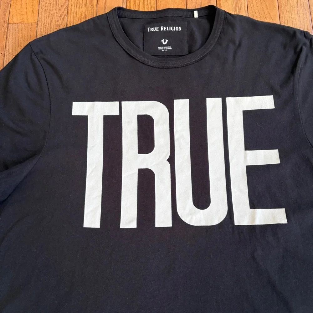 True‎ Religion Tee XXL T-Shirt Graphic Logo Black Mens Big Tall